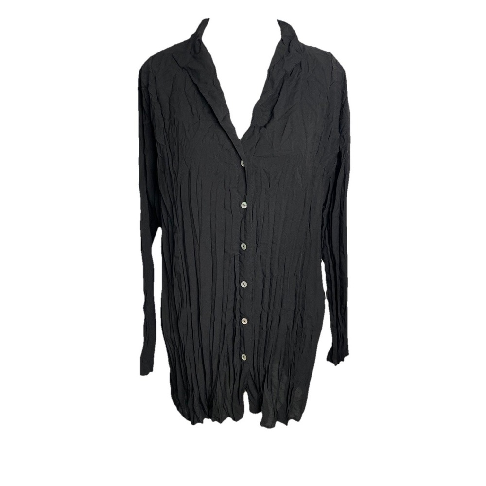 Comfy USA Crinkle Tunic Top Size XL Lagenlook Button Up‎ Shirt